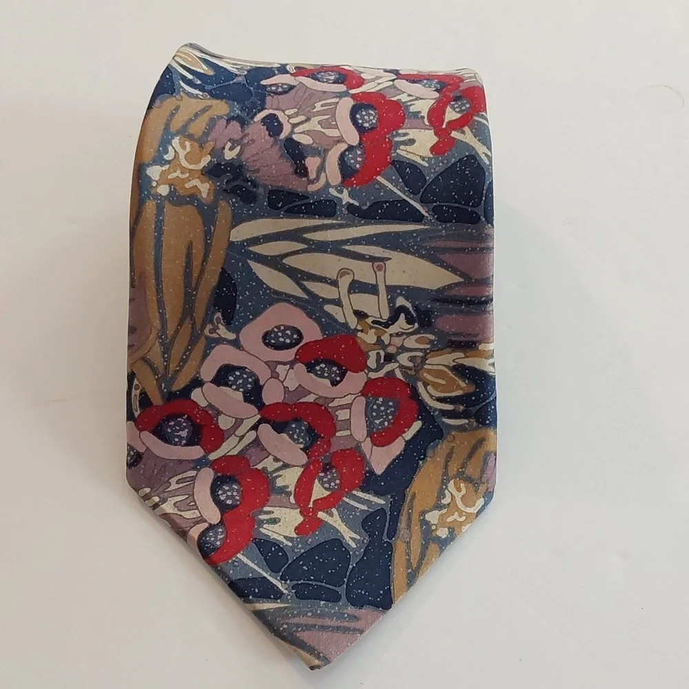 CPcarlo Palazzi Men's Floral Tie - Multicolor Handmade Pure Silk Formal Sz.57'